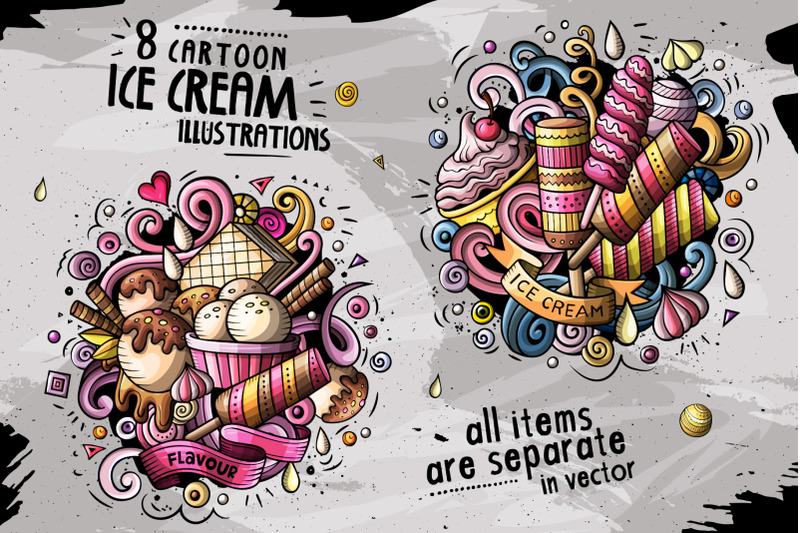 8-ice-cream-cartoon-doodle-compositions