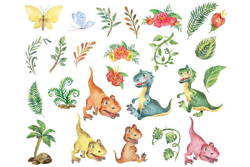 watercolor-dinosaur-clipart-dino-baby-clipart-multi-colored-dinosaur