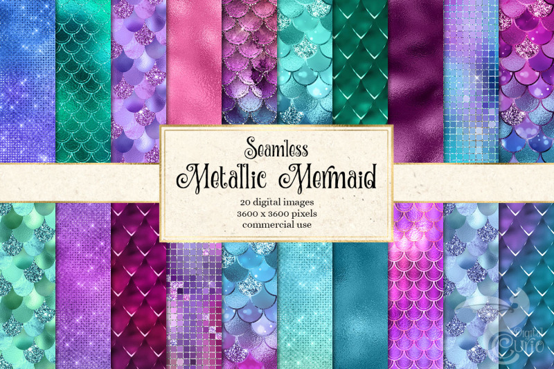 metallic-mermaid-digital-paper