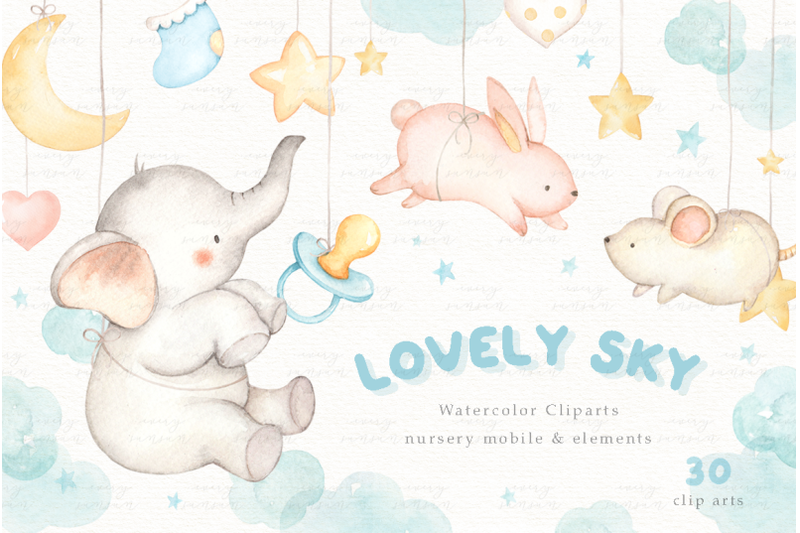 lovely-sky-watercolor-clip-arts