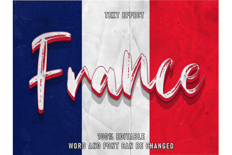 france-text-style-effect-editable-font-paper-texture-style-vintage