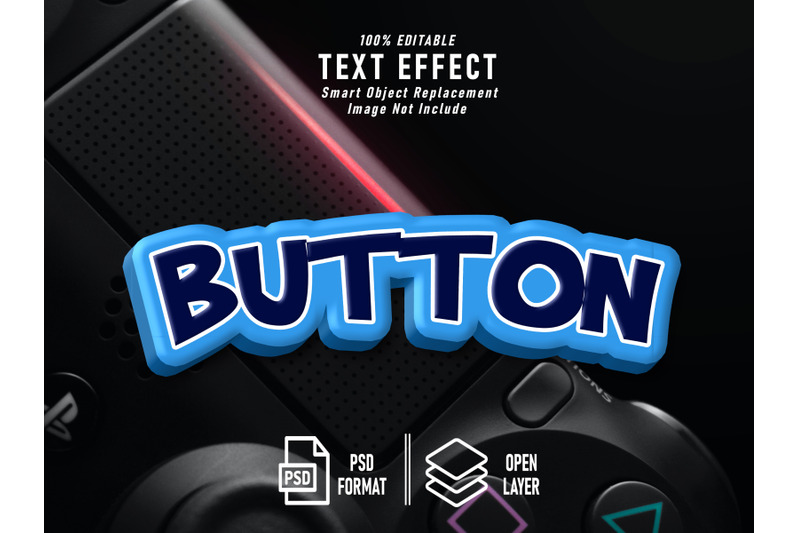 button-blue-text-effect-template-editable-image-not-include