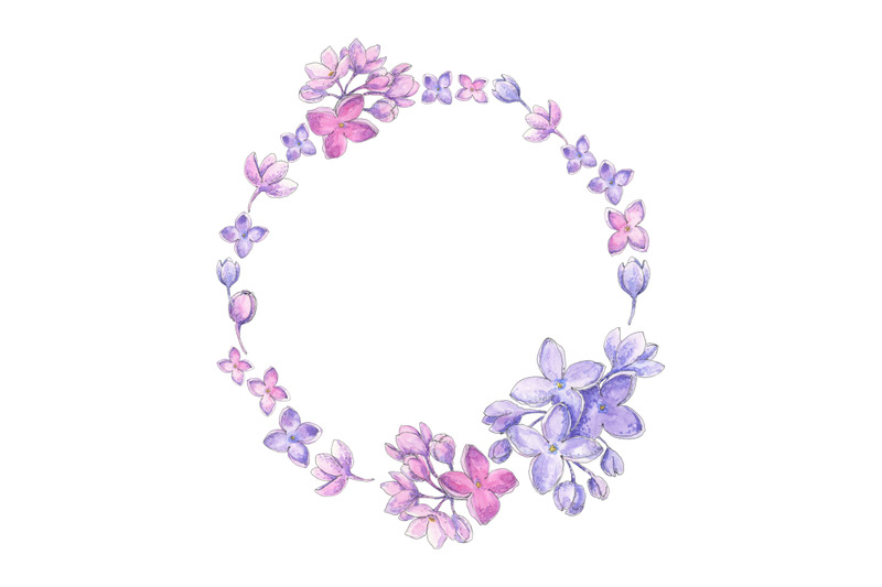 lilac-blossom-wreath-circle-frame-hand-drawn-with-watercolor