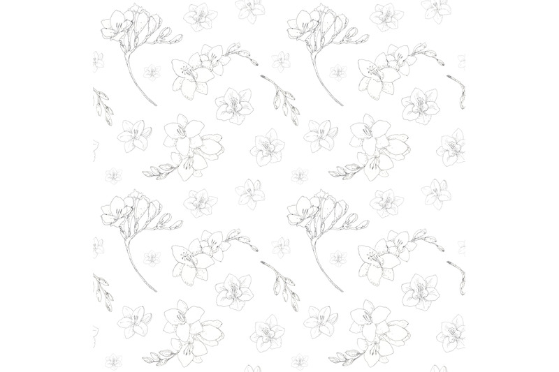 beautiful-freesia-flowers-pen-ink-seamless-pattern