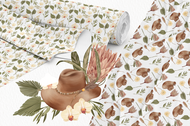 boho-tropical-seamless-patterns-with-flowers-leaves-transparent-back