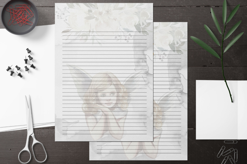 romantic-angel-watercolor-stationary-flowers-digital-lined-paper