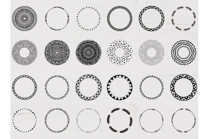 set-of-hand-drawn-tribal-circles-decorative-geometric-logo-elements