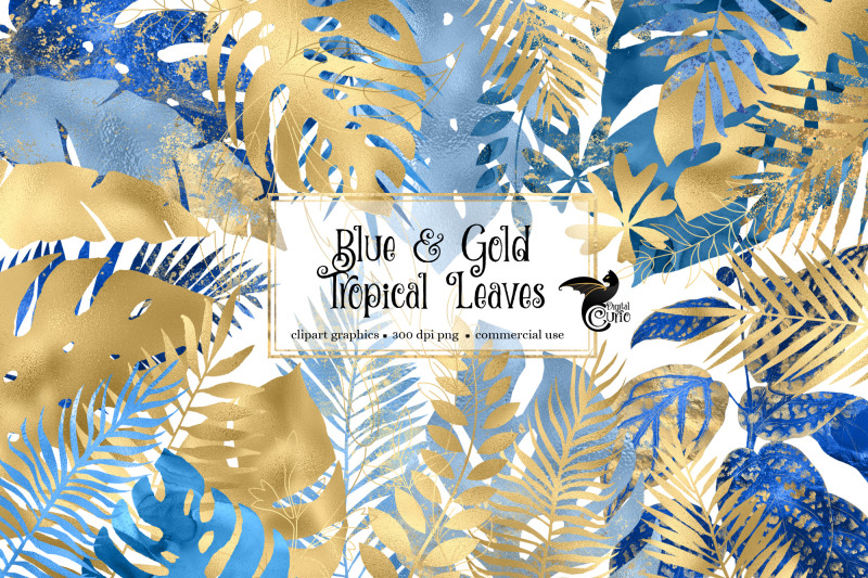 blue-and-gold-tropical-leaves