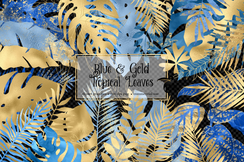 blue-and-gold-tropical-leaves