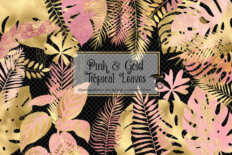 pink-and-gold-tropical-leaves