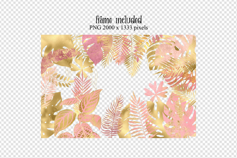 pink-and-gold-tropical-leaves