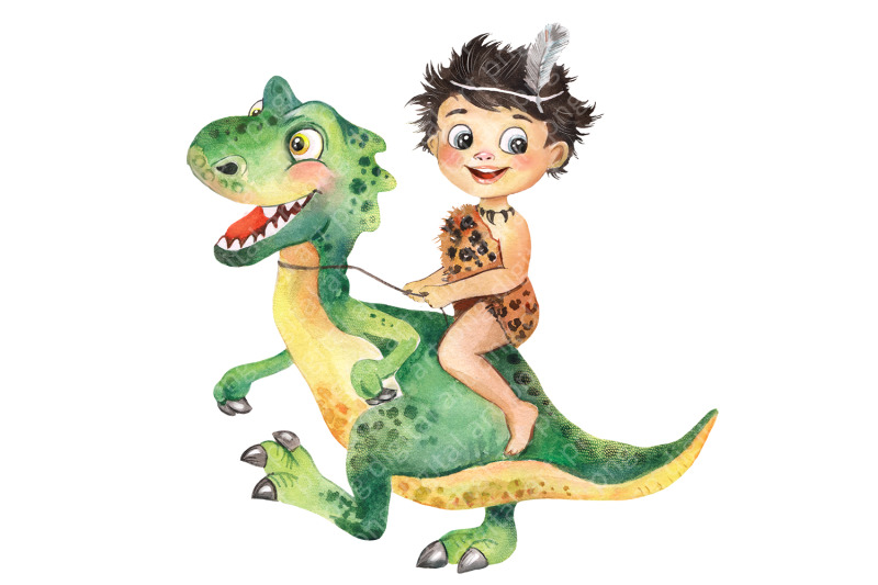 cute-dinosaurs-watercolor-clipart-for-children-t-rex