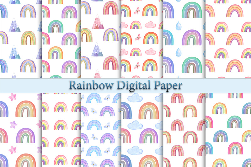watercolor-rainbow-digital-paper-hand-painted-geometric-natural-shape