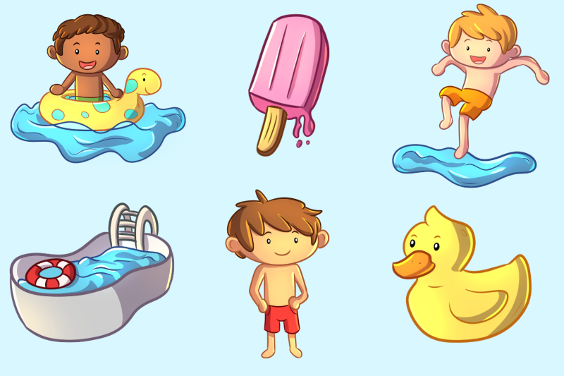 pool-party-boys-clip-art-collection