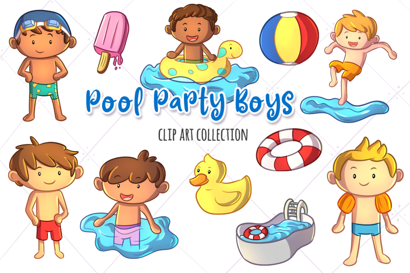 pool-party-boys-clip-art-collection