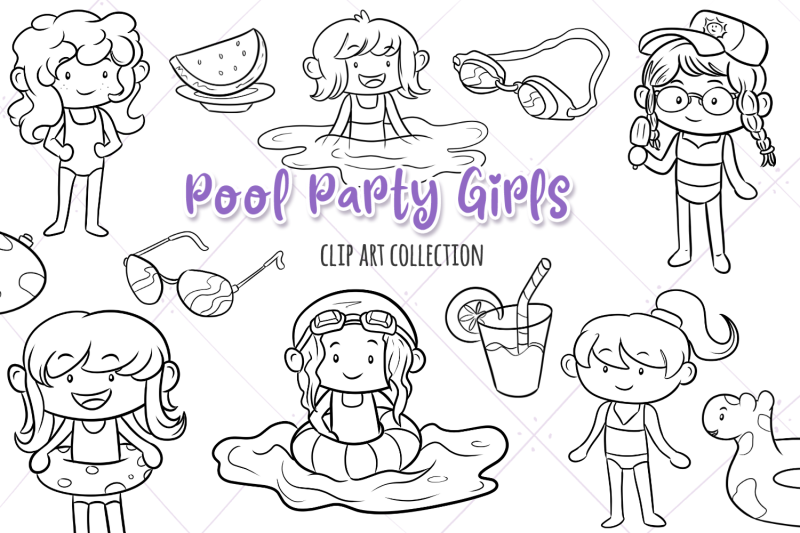 pool-party-girls-digital-stamps
