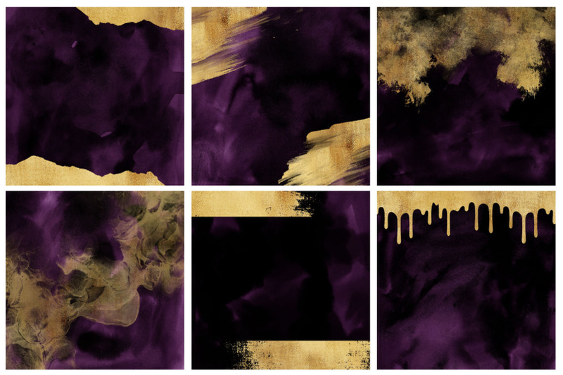 purple-amp-gold-watercolor-and-foil-digital-papers