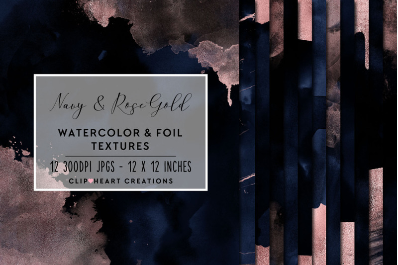 navy-amp-rose-gold-watercolor-and-foil-digital-papers