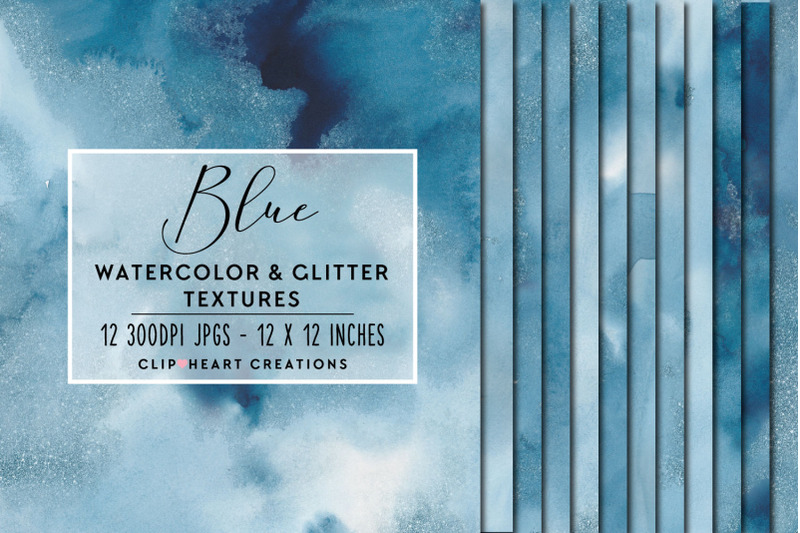 blue-glitter-watercolor-digital-papers