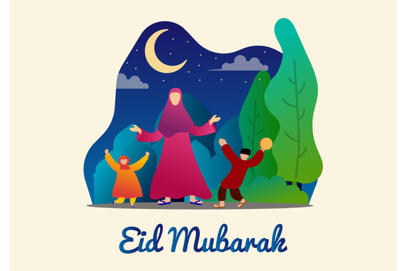 eid-mubarak-islam-vector-illustration