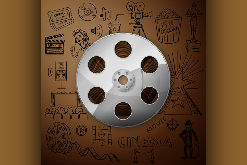 film-reel-and-hand-draw-cinema-icon
