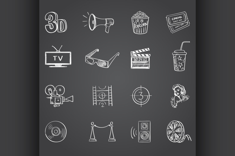 hand-drawn-cinema-icon-set