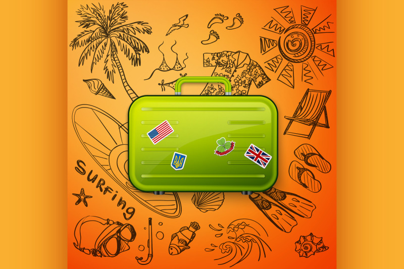 suitcase-tourist-and-hand-draw-icon