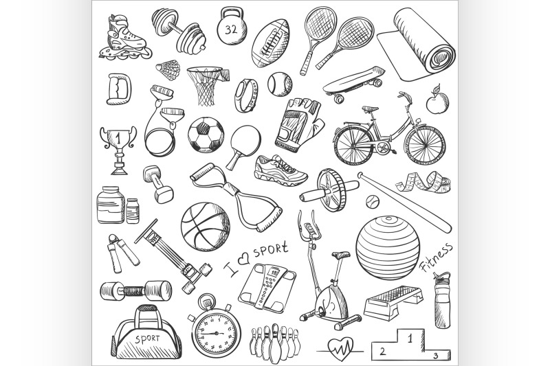 hand-drawn-fitness-doodle-set