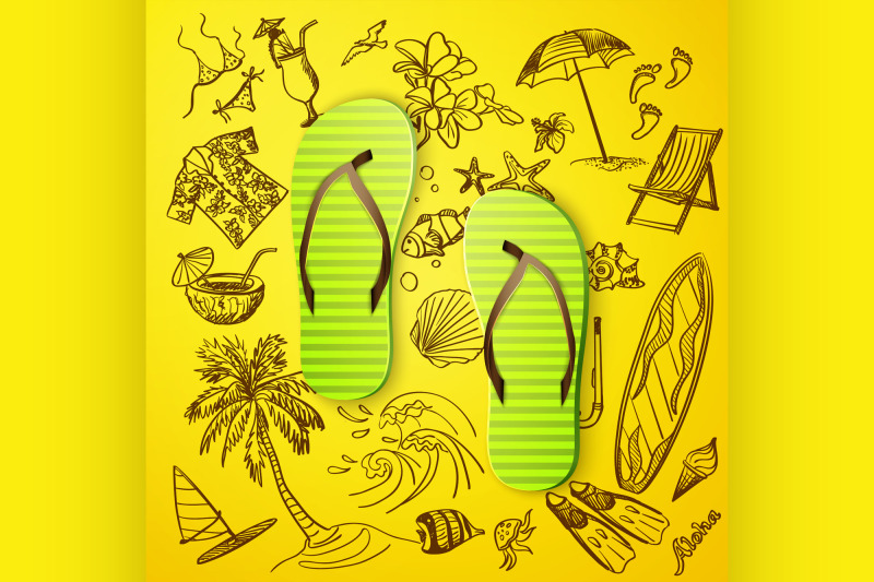 thongs-and-hand-draw-tourist-icon