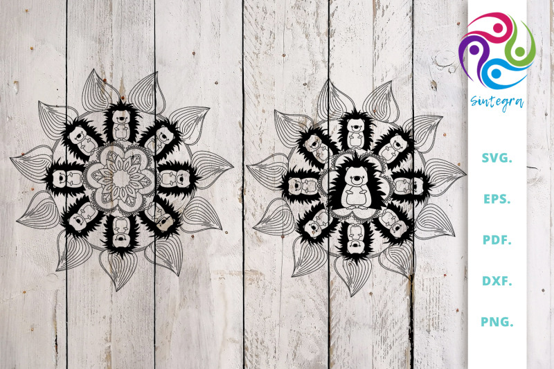 Download Mandala out of hedgehog and flowers Svg Cut File By ...