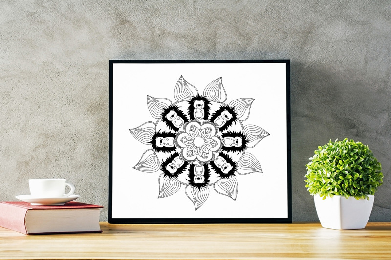 mandala-out-of-hedgehog-and-flowers-svg-cut-file