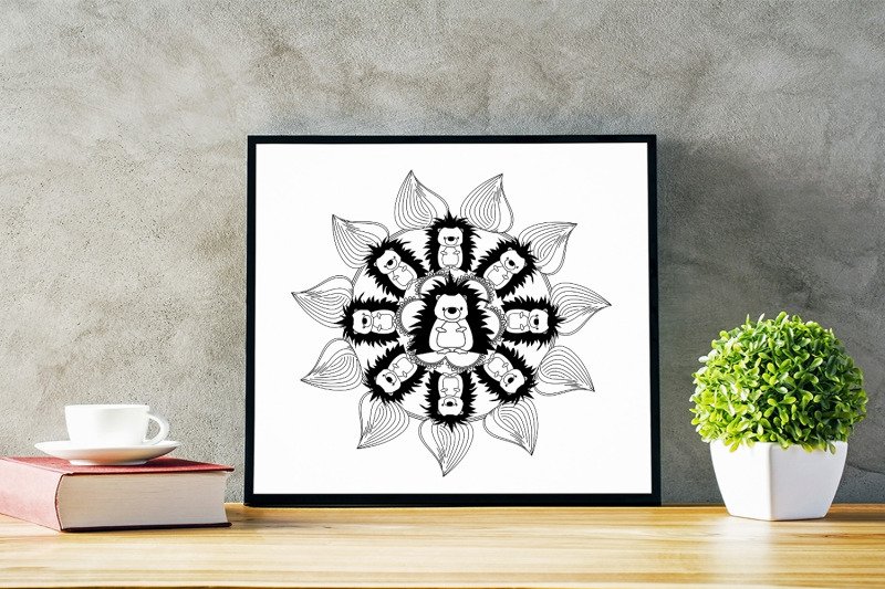 Download Mandala out of hedgehog and flowers Svg Cut File By ...