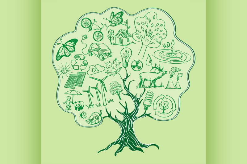 tree-formed-by-ecology-icons-hand-drawn-style