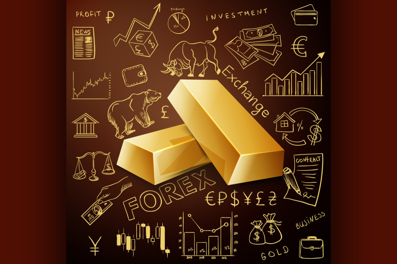 two-gold-nuggets-and-exchange-doodle-icon