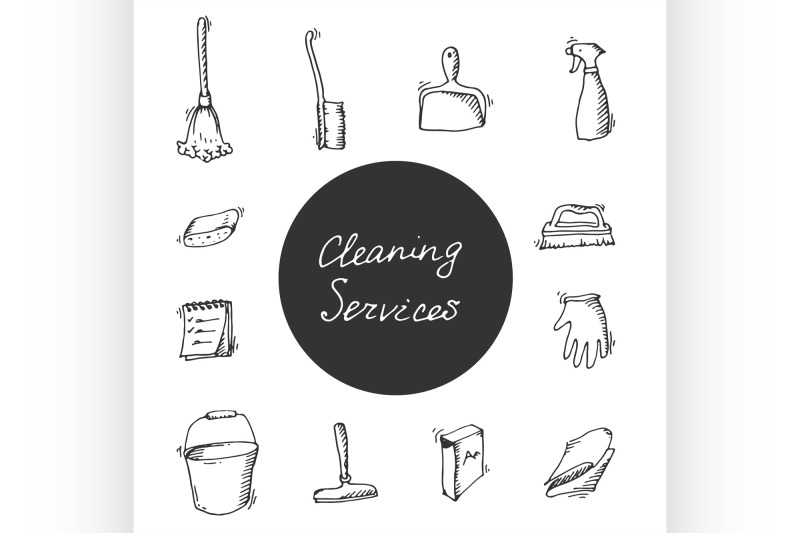 cleaning-services-doodle-icon-set