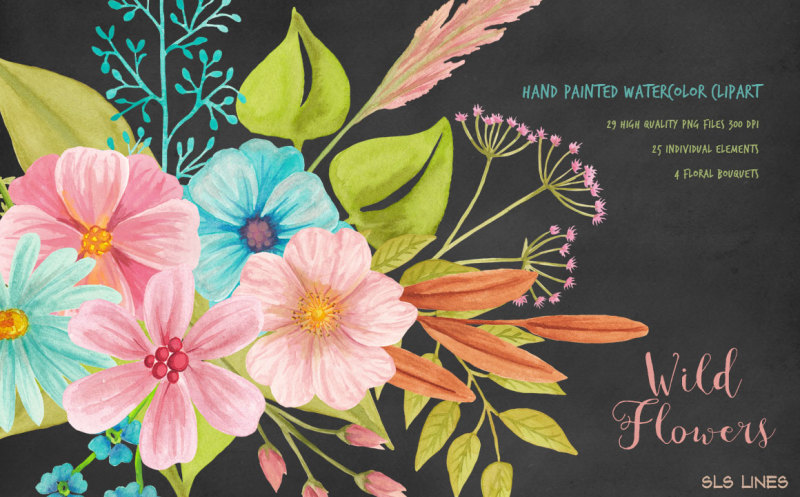 wild-flowers-watercolor-clipart-set