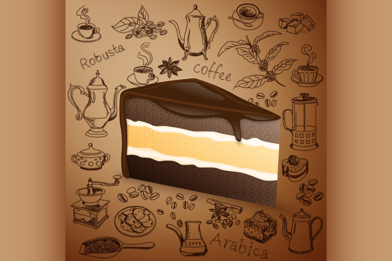 hand-drawn-coffee-collection-with-tasty-chocolate-cake