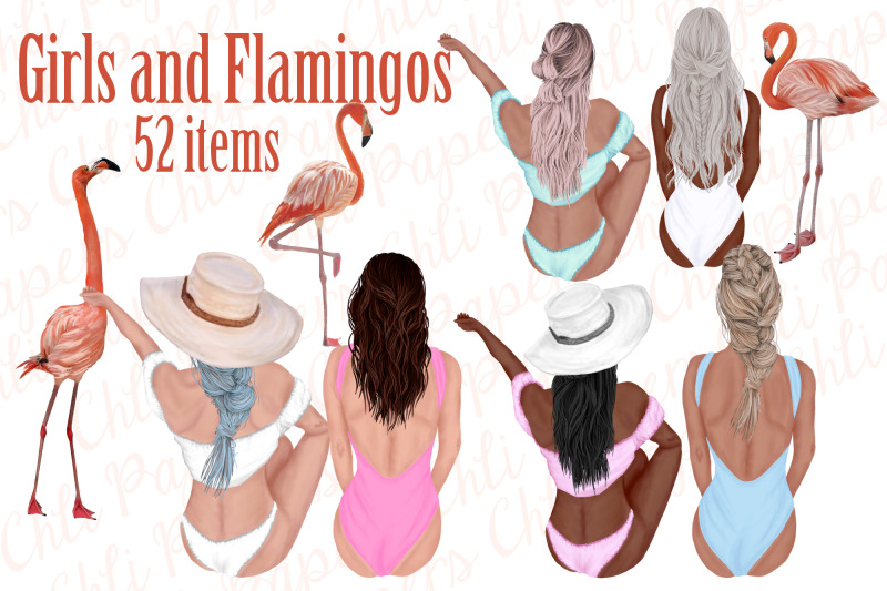 summer-girls-clipart-swimwear-girl-clipart-flamingos-clipart