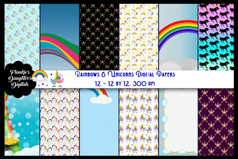 unicorns-and-rainbows-digital-papers