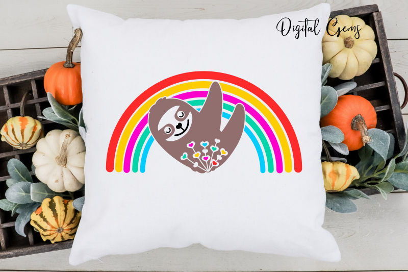 sloth-rainbow-design