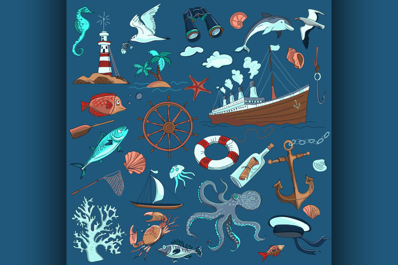 colored-hand-drawn-elements-of-marine-theme