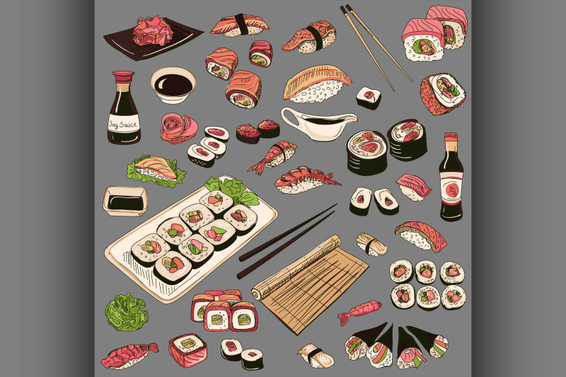colored-hand-drawn-sushi-set