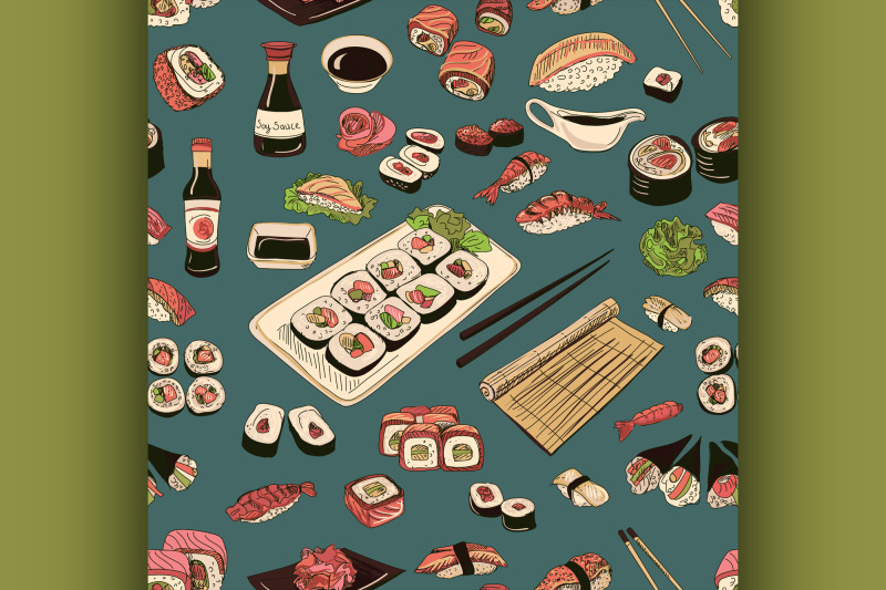 colored-sushi-and-rolls-seamless-pattern