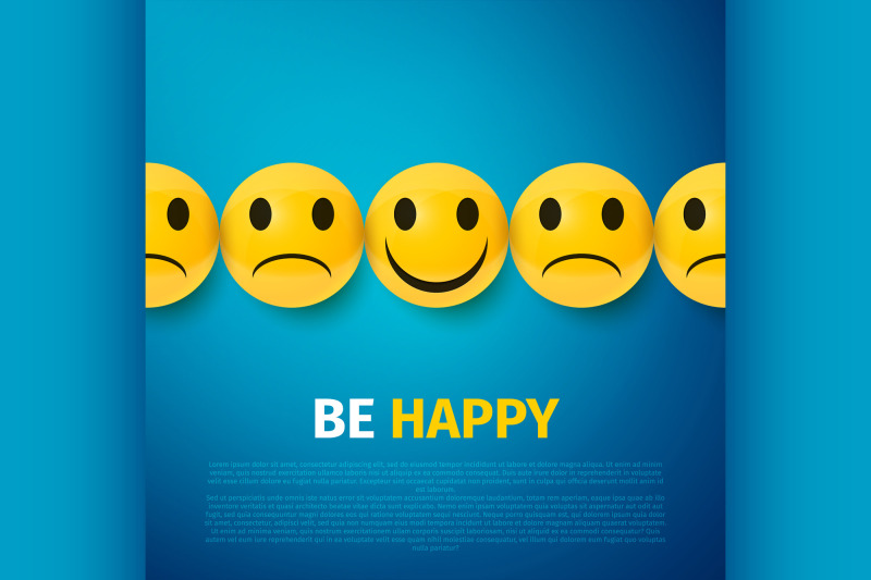 happy-and-sad-faces-group-be-happy-poster