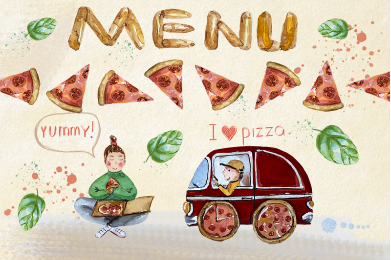 watercolor-pizza-time-clip-art-set