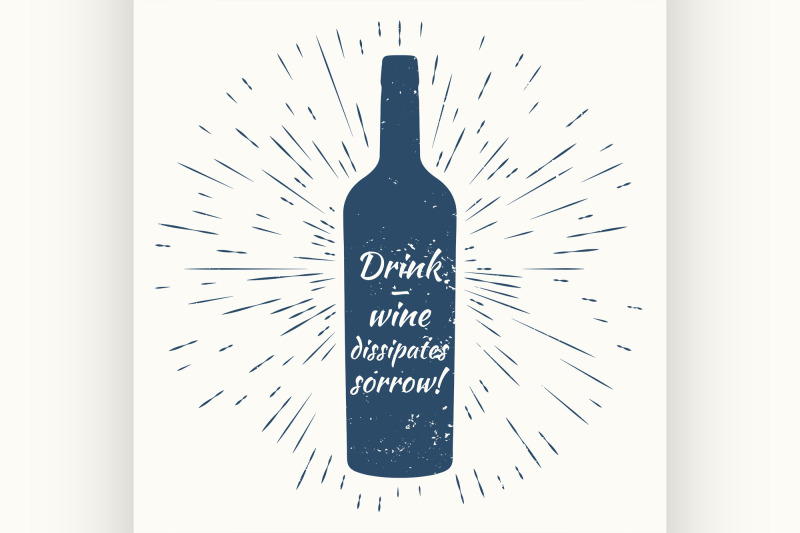 bottle-of-wine-and-vintage-sun-burst-frame-wine-poster