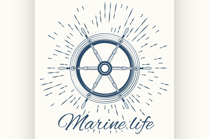 helm-and-vintage-sun-burst-frame-marine-life