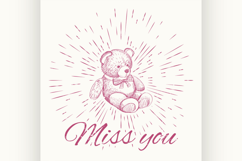 teddy-bear-and-vintage-sun-burst-frame-miss-you