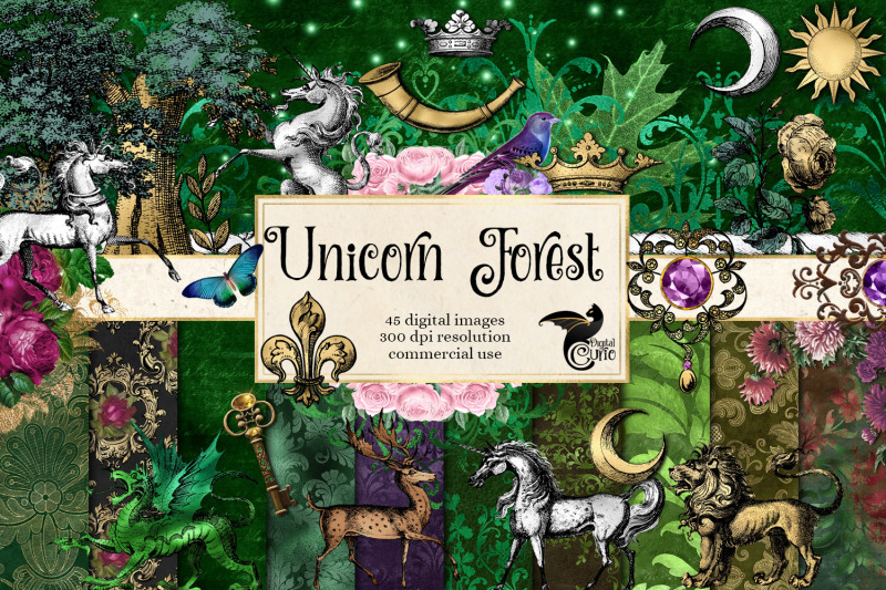 unicorn-forest-digital-scrapbook-kit