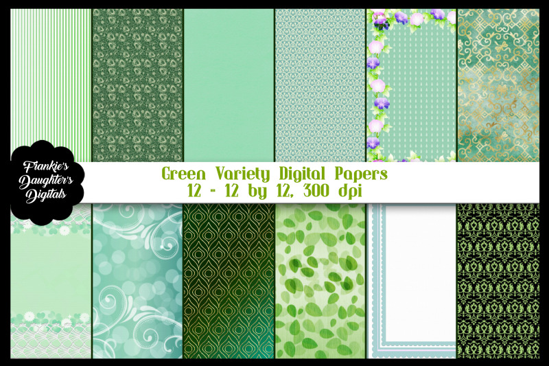 green-variety-digital-paper-pack